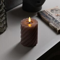 Светодиодная свеча витая лиловая, 7.5 × 12.5 × 7.5 см, пластик, воск, батарейки ааах2 (не в комплекте), свечение теплое белое Luazon Lighting