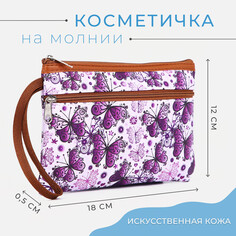 Косметичка на молнии, наружный карман, цвет фиолетовый NO Brand