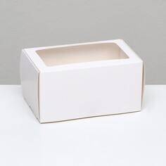 Коробка под 2 капкейка, белая, с окном 16 х 10 х 8 см Upak Land