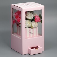 Коробка подарочная для цветов с вазой из мгк складная, упаковка, Дарите Счастье