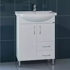 Тумба с раковиной белый глянец 65,5 см Санта Элеганс 201103 + ELEGAHC65 Santa