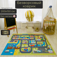 Игровые коврики Игровой коврик TESCON Безворсовый войлочный детский коврик "Дорога-ЖД" 150*200 см