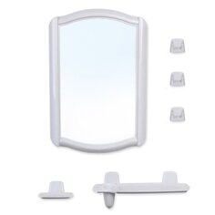 Зеркало 35х52 см, прямоугольное, белый мрамор, с полочкой, Berossi, НВ 04604000