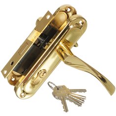 Замок врезной Avers, 0823/60-C-G, 17206, ручка в комплекте, цилиндровый, золотой