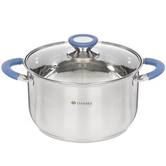Кастрюля нержавеющая сталь, 4.75 л, с крышкой, крышка стекло, Daniks, Сиена, SD-A93-22, индукция