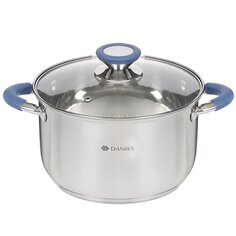 Кастрюля нержавеющая сталь, 3.9 л, с крышкой, крышка стекло, Daniks, Сиена, SD-A93-20, индукция