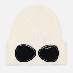 Шапка C.P. Company Cotton Goggle Ribbed, цвет белый
