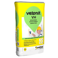 Шпатлевки сухие цементные шпатлевка цементная WEBER Vetonit VH влагостойкая финишная белая 20кг, арт.тов-159030