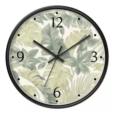 Часы настенные Troykatime Природа круглые пластик цвет зеленый/черный бесшумные ø30 см