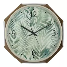 Часы настенные Troykatime Флористика круглые пластик цвет бежевый/зеленый бесшумные ø30 см