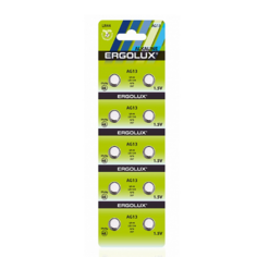 Батарейка Ergolux AG13-BP10 LR1154/AG13, 1,5 В, 138 мА.ч, 10 шт в упаковке (14324)
