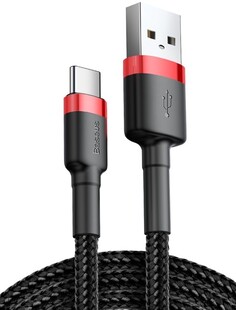 Кабель интерфейсный Baseus CATKLF-C91 USB Type A - Type-C 2A, нейлоновая оплётка, 2m red+black