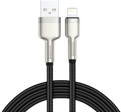 Кабель интерфейсный Baseus CALJK-01 USB Type A - Lightning 2.4A 0.25m, цинковый сплав + нейлоновая оплётка, black