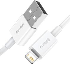 Кабель интерфейсный Baseus CALYS-02 USB Type A - Lightning 2.4A силиконовый 0.25m white