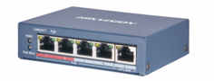 Коммутатор PoE HIKVISION DS-3E0505P-E/M 4хRJ45 1000M PoE с грозозащитой 6кВ/Uplink порт 1000М Ethernet, бюджет PoE 35Вт, пропускная способность 10Гб/с