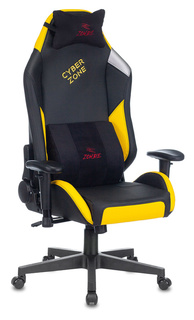 Кресло игровое Бюрократ HERO CYBERZONE PRO цвет черный/желтый, искусственная кожа, с подголов. крестовина пластик, наклон спинки от 90 до 150°