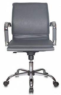 Кресло офисное Бюрократ CH-993-LOW серое, искусственная кожа, низкая спинка, крестовина хромированная