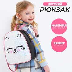 Рюкзак искусственная кожа, meow, кот, голография, 27 х 23 х 10 см Nazamok Kids