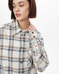 Рубашка в клетку с эффектом варки молочно-голубого цвета 2Mood