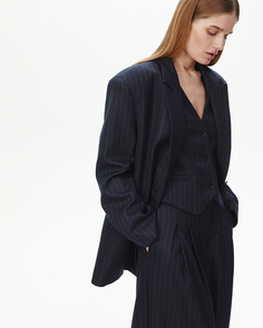 Жакет однобортный оверсайз темно-синего цвета 2Mood