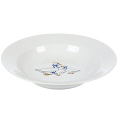 Тарелка суповая, фарфор, 20 см, круглая, Гладкий край Гуси, Дулевский фарфор, 101922