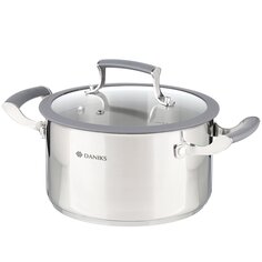 Кастрюля нержавеющая сталь, 3.4 л, с крышкой, крышка стекло, Daniks, Верма, CW-S071-20, индукция