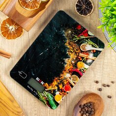 Весы кухонные электронные, стекло, Rion, LCD-дисп, до 5 кг, LCD-дисплей, PT-893