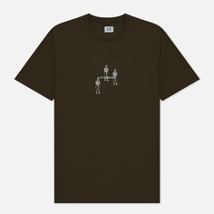 Мужская футболка C.P. Company 30/1 Jersey Relaxed Graphic, цвет оливковый, размер L