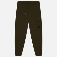 Мужские брюки C.P. Company Cotton Diagonal Fleece Cargo Garment Dyed, цвет оливковый, размер L