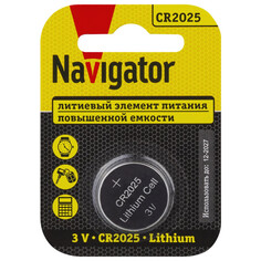 Батарейки, аккумуляторы батарейка NAVIGATOR CR2025 блистер 1шт