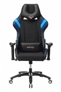 Кресло игровое Бюрократ VIKING 4 AERO две подушки, черное/синий, искусст.кожа/ткань