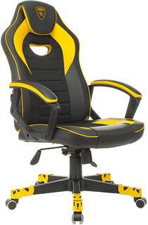 Кресло игровое Бюрократ Zombie GAME 16 крестовина пластик, текстиль/эко.кожа, цвет: черный/желтый