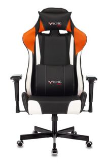 Кресло игровое Бюрократ VIKING TANK ORANGE цвет черный/оранжевый/белый, искусственная кожа, с подголов., крестовина металл