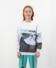 Толстовка с асимметричным принтом белая Gulliver