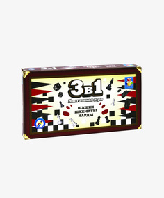 Игра настольная 1TOY 3 в 1 Шашки/шахматы/нарды на магните