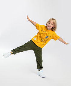 Брюки трикотажные с начесом цвета хаки Button Blue