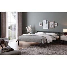 Кровать разборная металлическая мета 1200х2000 черная NO Brand