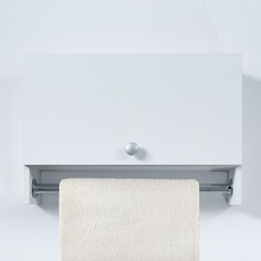 Шкаф подвесной для ванной со штангой для полотенец, с дверцами, белый, 60 х 17,4 х 40 см Клик Мебель