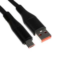 Кабель microusb - usb, 2.4 a, оплетка tpe, утолщенный, 1 метр, черный NO Brand