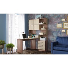 Стол компьютерный №1 левый, 1280х2000х1450, ясень шимо темный/светлый NO Brand