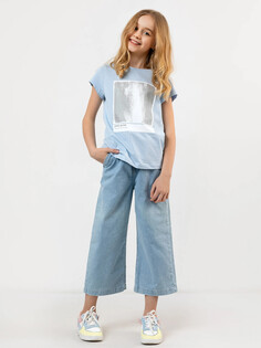 Прямые свободные джинсы светло-голубого цвета для девочек Mark Formelle