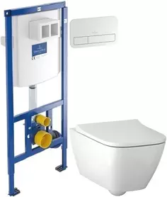Комплект подвесной унитаз Geberit Smyle Square 500.683.01.1 + система инсталляции Villeroy & Boch 92246100 + 92249068