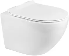 Унитаз подвесной Bond Oval F01-10 безободковый, с сиденьем микролифт, белый глянец
