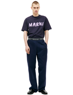 Прямые брюки с логотпом на резинке Marni