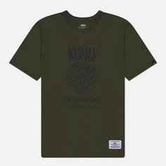 Мужская футболка Alpha Industries Alpha Tiger, цвет оливковый, размер S