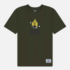 Мужская футболка Alpha Industries Alpha Badge, цвет оливковый