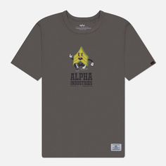 Мужская футболка Alpha Industries Alpha Badge, цвет серый, размер L