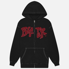 Мужская толстовка Butter Goods Fabric Applique Zip-Thru Hoodie, цвет чёрный, размер XXL