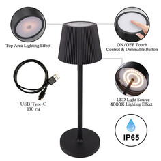 Настольные лампы декоративные LED лампа настольная ARTE LAMP Fuyue LED 3Вт IP65 металл черный
