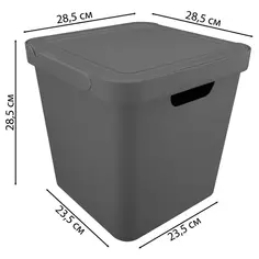 Ящик Luxe 28.6x28.6x28.6 см 18 л пластик с крышкой цвет серый Без бренда